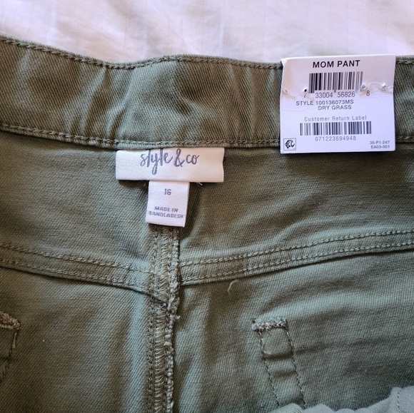Style & co High-Rise mom pant in dry grass color size 16 NWT - Picture 4 of 6